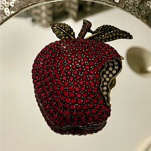 Heidi Daus “Forbidden Fruit” Apple Rhinestone Brooch